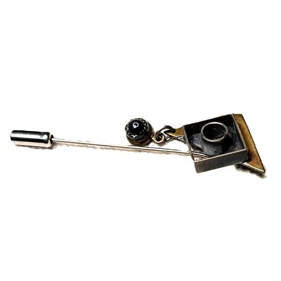 Modernist Sterling Silver Amethyst Stick Pin • 1980s–1990s Studio Jewelry - Picture 3 of 6